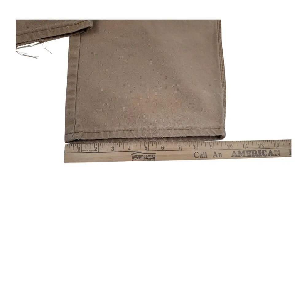 VTG Dickies Men’s Brown Double Knee Duck Canvas Carpenter Pants 42x30 Distressed